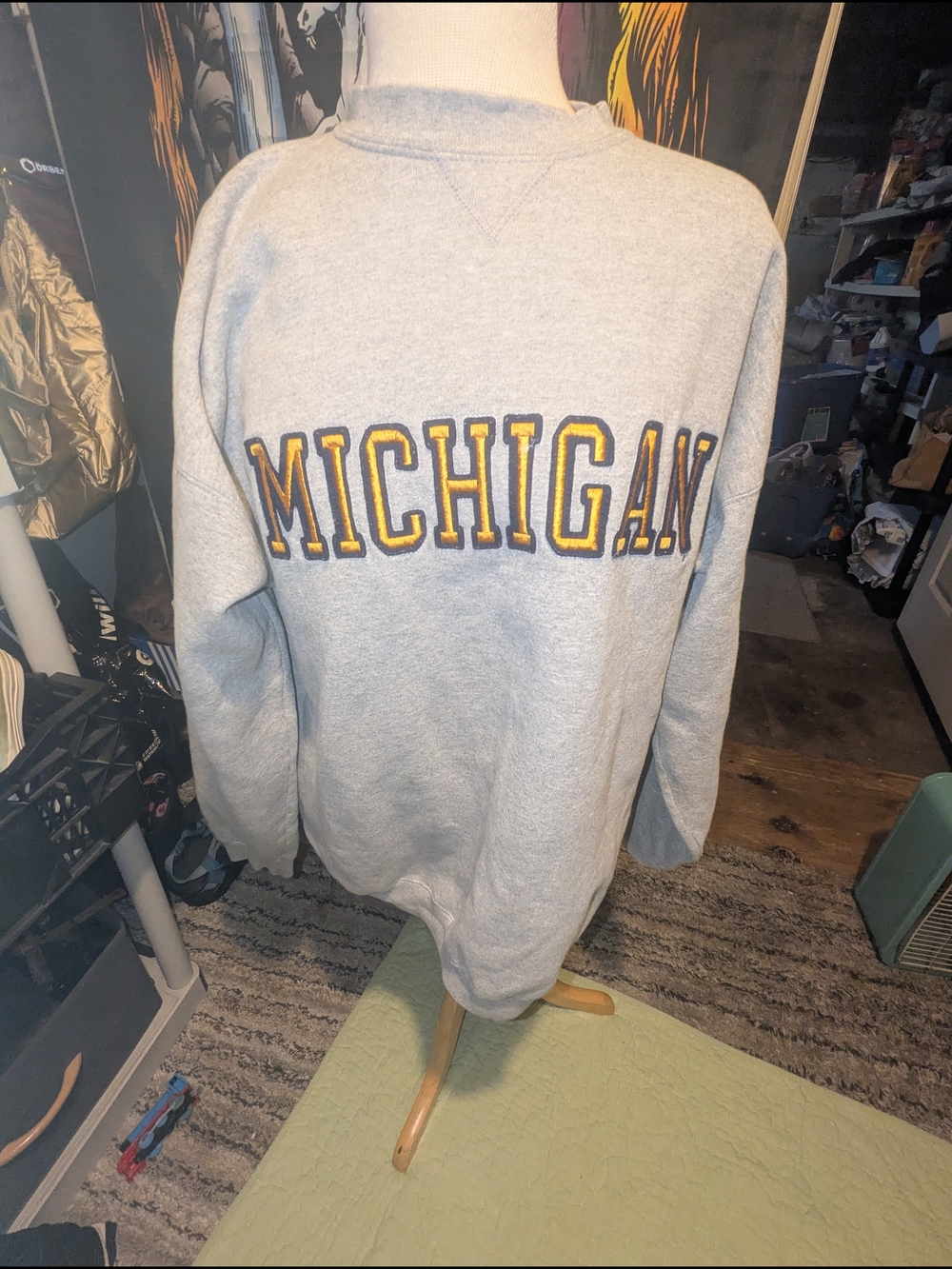 Olympus Light Gray Crewneck Sweatshirt with Yellow & Navy Lettering